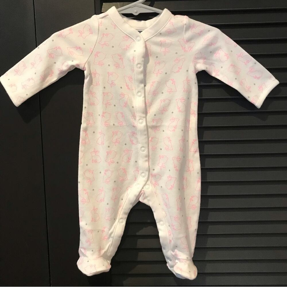 Janie and Jack Easter White and Pink Bunny Onesie, Size 0-3 Months New with Tags